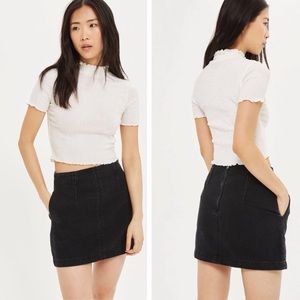 Topshop Moto Washed Black Denim Skirt